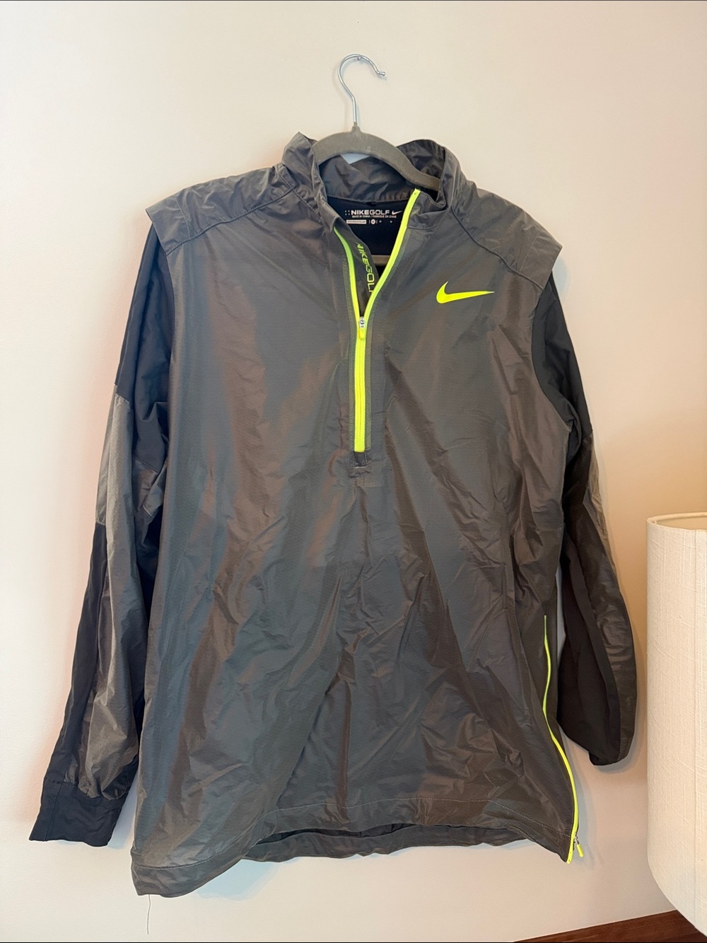 Nike Gray Lightweight Pullover Jacket with Volt Trim